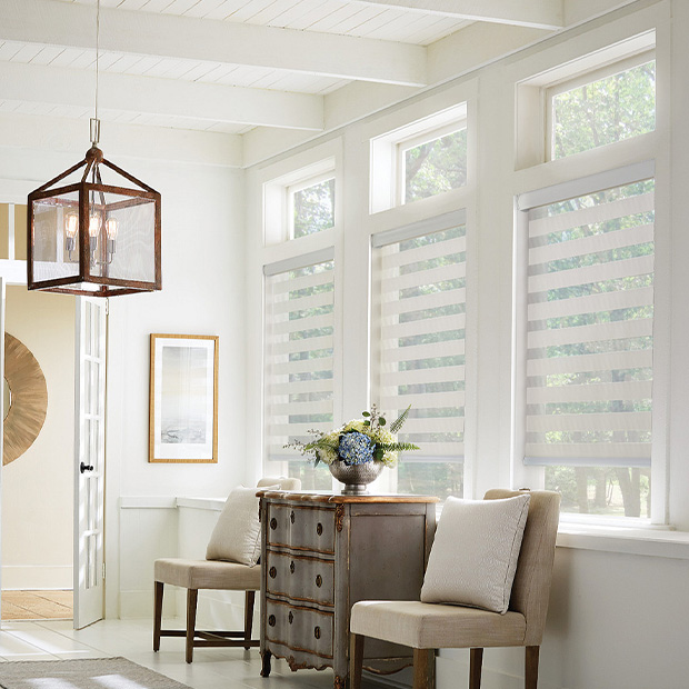 Transitional shades in a Philadelphia living room