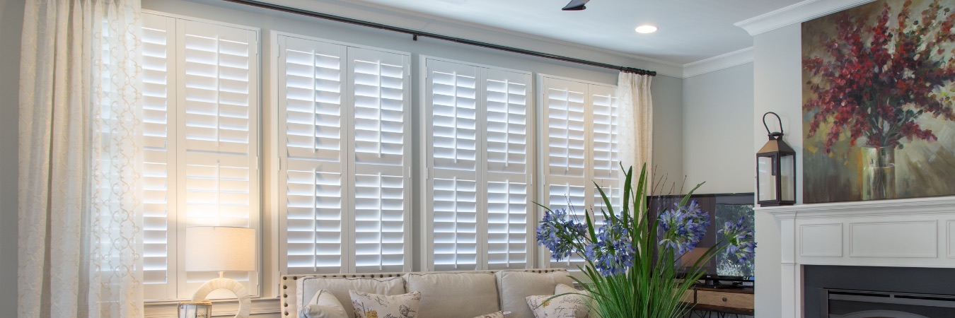 Polywood plantation shutters in Philadelphia living room