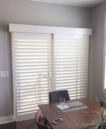 Plantation shutters on sliding door