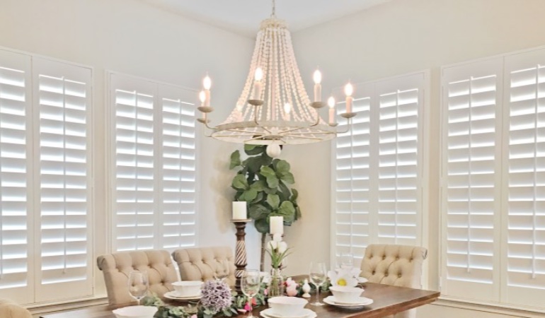 Polywood shutters in a Philadelphia dining room.