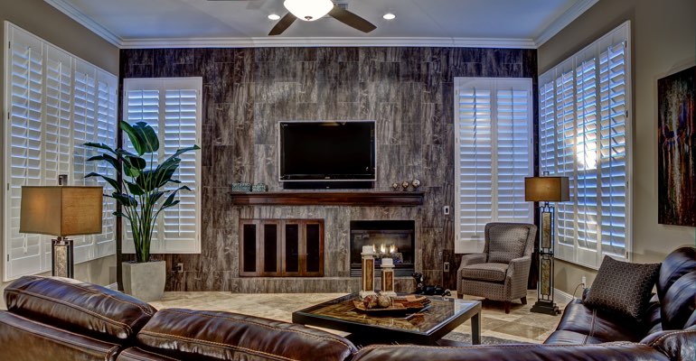 Philadelphia living room with shutters