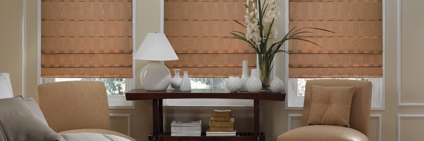 Roman shades in a sitting room