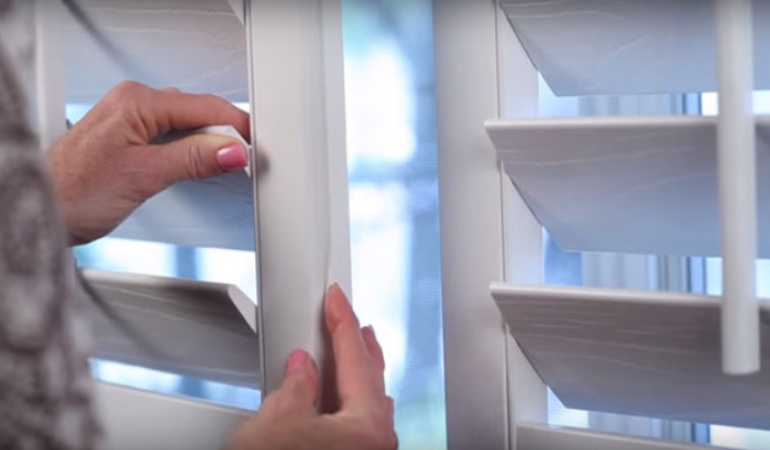 Plantation shutters can lighten any area when the sun is shining. Plantation shutters with wide slats.